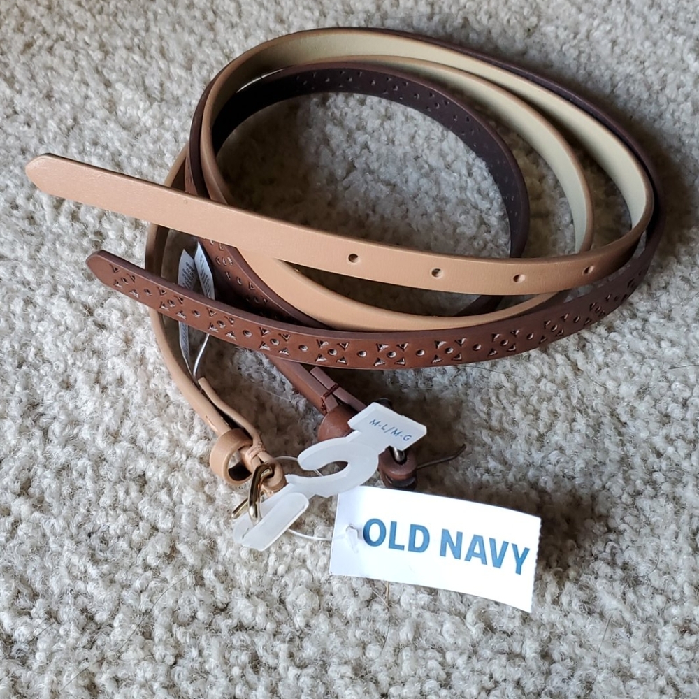 New Old Navy skinny belts M/L tan